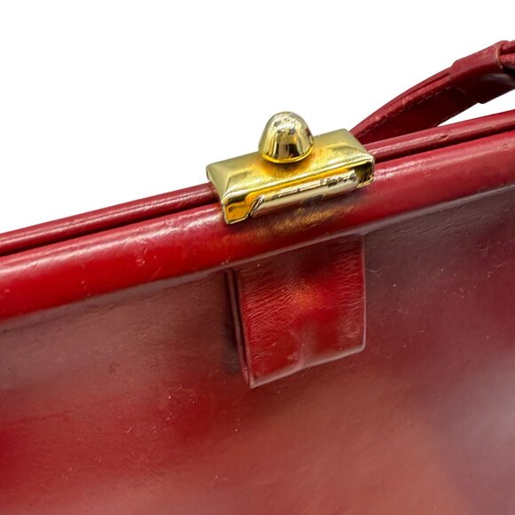 Vintage Rolfs Leather Top Handle Bag Women's Cherry Red Retro Classic - Picture 13 of 13